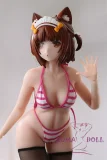 Otaku Doll ミニドール 最新作 猫娘 紅豆 65cm PVCヘッド+シリコンボディ 使いやすい 普段は鑑賞用 小さいラブドール フィギュア cosplay メイド服