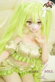 MOZU DOLL 65cm 光ちゃん ソフトビニール製頭部 シリコン製 ボディ 肌色＆眼球色＆メイク＆ウィッグは宣材写真と同じ  3.5kg ミニフィギュア エルフ風の耳  制服風 蛍光グリーン髪
