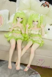 MOZU DOLL 65cm 光ちゃん ソフトビニール製頭部 シリコン製 ボディ 肌色＆眼球色＆メイク＆ウィッグは宣材写真と同じ  3.5kg ミニフィギュア エルフ風の耳  制服風 蛍光グリーン髪
