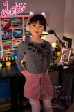 J-cute 137cm バスト平  AGD07 唯（ゆい）ヘッド フルシリコン製 髪の毛植毛 リアルドール 猫耳ヘッドホン ピンクスカート