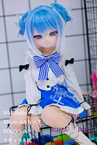 アニメドール ソフトビニール製ヘッド+TPE製ボディ WM Dolls 85cm AAカップ S003ヘッド 水色ツインテール オナホールあり