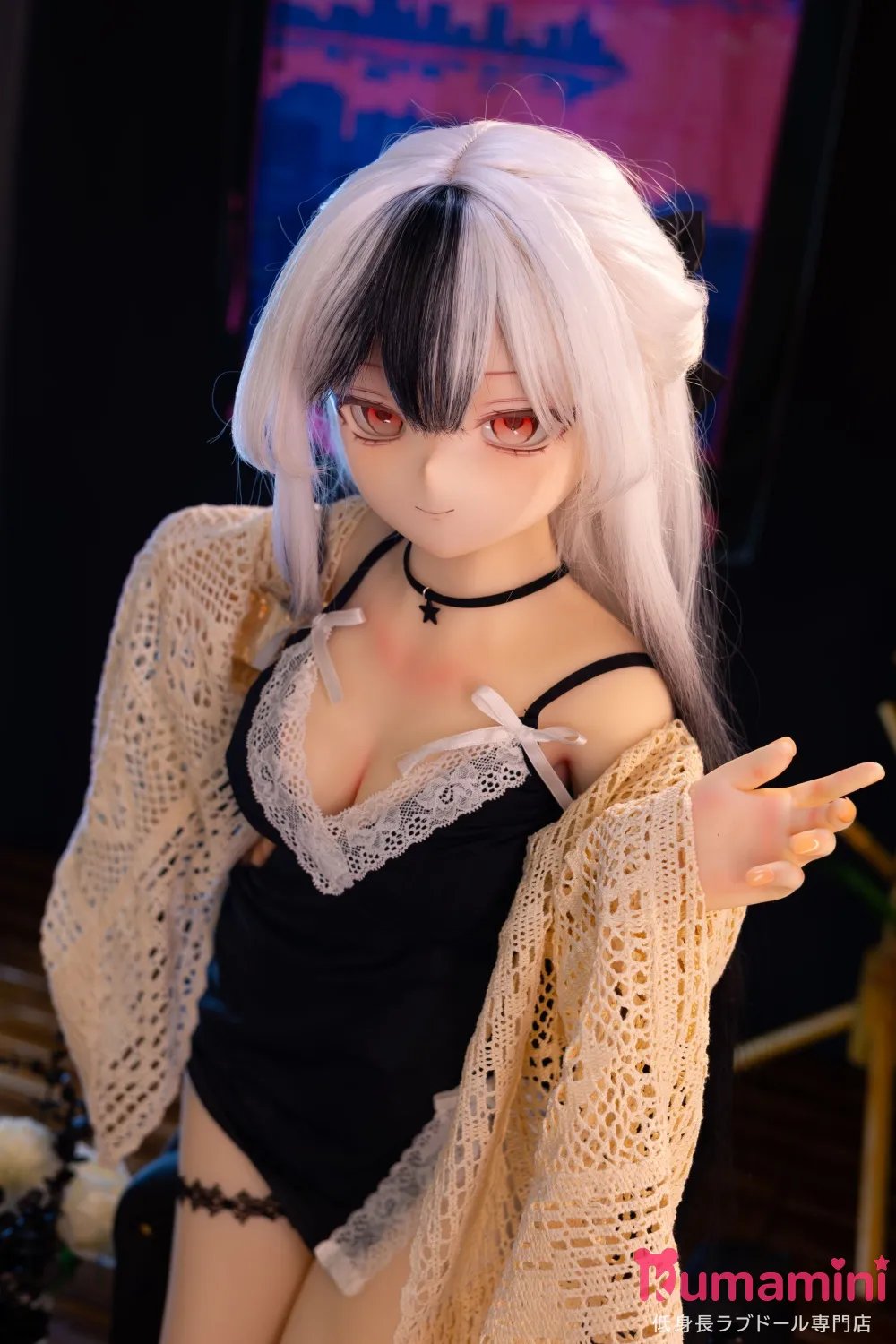 MW Girl(魔物姫) 千代子 85cm バースト中 二次元アニメラブドール シルバー×ブラックツートンヘア美少女ドール 宣材写真はシリコン製ボディ