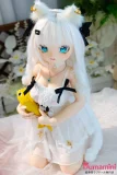 MW Girl(魔物姫)  85cm 玲音 バースト中 二次元アニメラブドール 猫耳ホワイトヘア 天使風ランジェリー 宣材写真はシリコン製ボディ