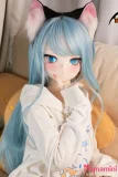 MOZU DOLL 141cm バスト大 薄荷 硬めビニールヘッド TPE製/MTPE製/シリコン製ボディ選択可能 ブルーヘア&猫耳のアニメフェイスラブドール カスタム可能 等身大ドール