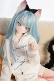 MOZU DOLL 141cm バスト大 薄荷 硬めビニールヘッド TPE製/MTPE製/シリコン製ボディ選択可能 ブルーヘア&猫耳のアニメフェイスラブドール カスタム可能 等身大ドール