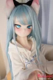 MOZU DOLL 141cm バスト大 薄荷 硬めビニールヘッド TPE製/MTPE製/シリコン製ボディ選択可能 ブルーヘア&猫耳のアニメフェイスラブドール カスタム可能 等身大ドール