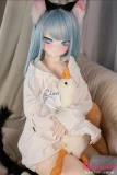 MOZU DOLL 141cm バスト大 薄荷 硬めビニールヘッド TPE製/MTPE製/シリコン製ボディ選択可能 ブルーヘア&猫耳のアニメフェイスラブドール カスタム可能 等身大ドール