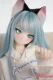 MOZU DOLL 141cm バスト大 薄荷 硬めビニールヘッド TPE製/MTPE製/シリコン製ボディ選択可能 ブルーヘア&猫耳のアニメフェイスラブドール カスタム可能 等身大ドール