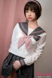 J-cute 153cm-Bカップ AGE01咲良（さくら）ヘッド フルシリコン製 黒ロングヘア 清楚系ショートボブ リアルフェイスラブドール セーラー服コーデ美少女ドール 軟質ヘッド＆口開閉機能付き