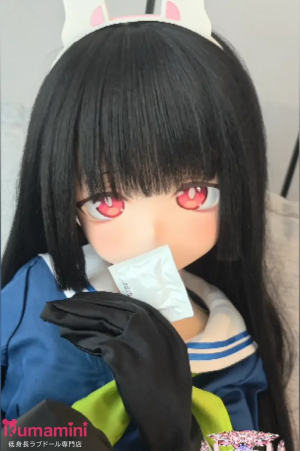 【限定予約キャンペン 4/6迄 手描きメイク＋専属ヴィッグ＋関節指＋衣装3セット無料】羊角社doll 141cm 垃圾兔（ゴミウサギ） S-TPE製ボディ アニメ系ラブドール 黒髪ロング×赤い瞳のアニメフェイス ラブドール セーラー服うさ耳デザイン 二次元アニメドール