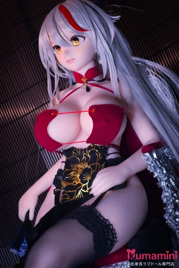 【即納・国内発送・送料無料】Mini Doll ミニドール セックス可能 60cm バスト大  PVCヘッド＋シリコン製ボディ シルバーロングヘア×金色の瞳 アニメフェイスのファンタジー風美少女ラブドール