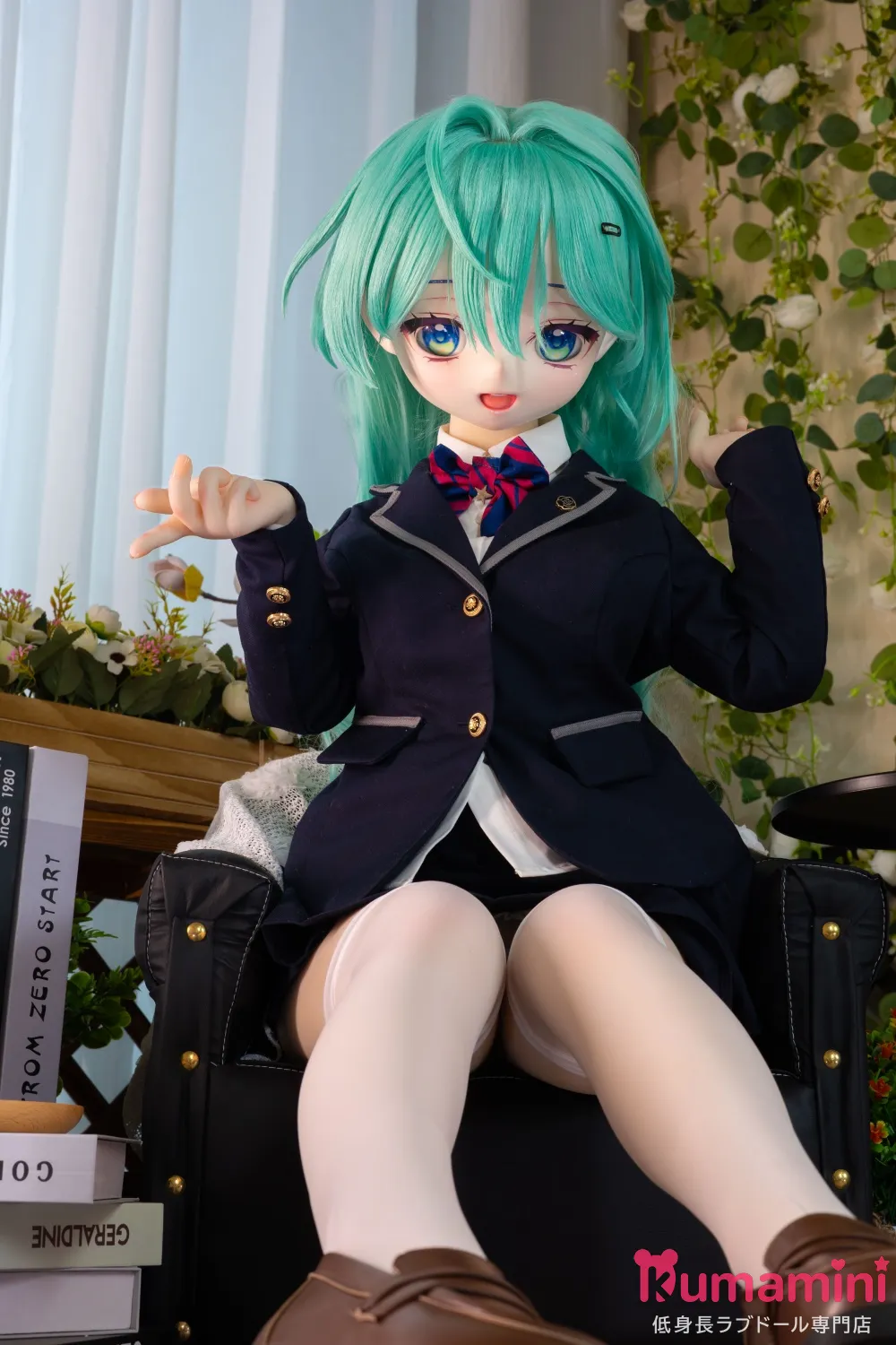 MW Girl(魔物姫)  芽衣ヘッド 115cm アニメ風グリーンヘア 可愛い美少女ドール 学生制服スタイルの二次元ラブドールドール 宣伝画像はバスト中