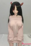 【即納・国内発送・送料無料】Mini Doll ミニドール セックス可能 60cm バスト普通 PVCヘッド＋シリコン製ボディ 腓特烈大帝 アニメフェイスドール  鬼角アクセ付き黒髪ロングのアニメフェイス美少女ラブドール