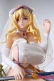 【先行予約 6月発送予定】Otaku Doll ミニドール アニメ顔 剣の聖女 65cm PVCヘッド+シリコンボディ ブロンドロングヘアの神官風アニメフェイスドール ファンタジースタイル二次元ラブドール 二次元ドール 収納が便利 セックスフィギュア