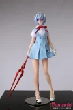 【先行予約 6月発送予定】Otaku Doll ミニドール アニメ顔 EVA 綾波レイ 65cm PVCヘッド+シリコンボディ 青髪ショートヘアのアニメフェイスドール 白いプラグスーツ風SFコスチュームラブドール ミニサイズ二次元ドール 二次元ドール 収納が便利 セックスフィギュア