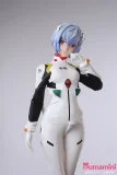 【先行予約 6月発送予定】Otaku Doll ミニドール アニメ顔 EVA 綾波レイ 65cm PVCヘッド+シリコンボディ 青髪ショートヘアのアニメフェイスドール 白いプラグスーツ風SFコスチュームラブドール ミニサイズ二次元ドール 二次元ドール 収納が便利 セックスフィギュア