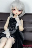 GUAVADOLL アニメドール ソフトビニール製ヘッド+TPE製ボディ 137cm Aカップ 笑顔 美少女 銀髪アニメラブドール 黒ドレス