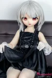 GUAVADOLL アニメドール ソフトビニール製ヘッド+TPE製ボディ 137cm Aカップ 笑顔 美少女 銀髪アニメラブドール 黒ドレス