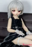 GUAVADOLL アニメドール ソフトビニール製ヘッド+TPE製ボディ 137cm Aカップ 笑顔 美少女 銀髪アニメラブドール 黒ドレス
