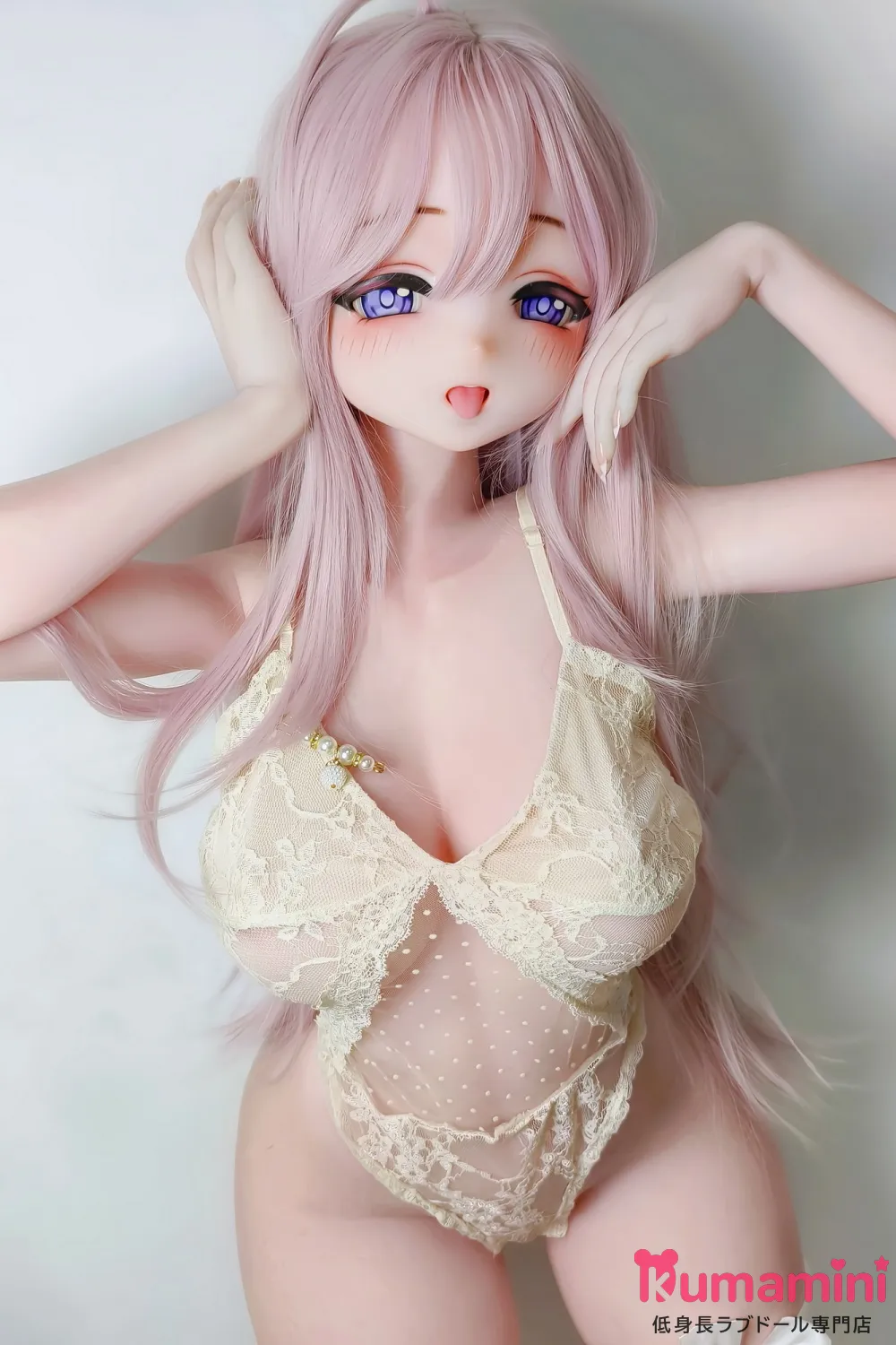Elsa Babe AHR023 诹访部晴香Suwabe Harukaヘッド アニメ系ダッチワイフ ピンクロングヘア 紫瞳 舌出しフェイス  宣材写真は140cm ピンク肌 ボディー材質選択可能