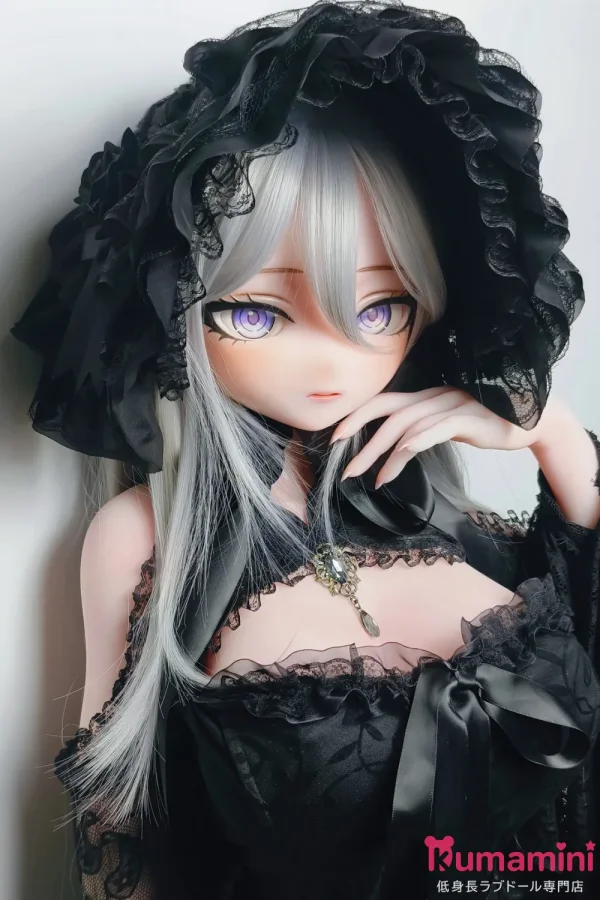 Elsa Babe 140cm M RAD039 黑田梨奈Kuroda Rina 白髪ロング 黒のレースドレス姿 紫の瞳 魔女風美少女ラブドール 宣材写真は140cm-M