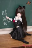 MOZU DOLL 【SR級】三分 時雨（しぐれ） 黒髪ロング 黒セーラー服 学園風ラブドール ソフトビニール製頭部＋シリコン製ボディ 肌色＆眼球色＆メイク＆ウィッグは宣材写真と同じ