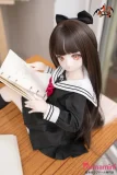 MOZU DOLL 【SR級】三分 時雨（しぐれ） 黒髪ロング 黒セーラー服 学園風ラブドール ソフトビニール製頭部＋シリコン製ボディ 肌色＆眼球色＆メイク＆ウィッグは宣材写真と同じ