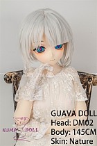 GUAVADOLL アニメドール ソフトビニール製ヘッド+TPE製ボディ 145cm Aカップ DM02 ヘッド M16ジョイント 他社と交換可能 138-150ＣＭのボディに適用 ナチュラル肌色