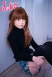 J-cute 137cm バスト平 AGD17 羽純（はずみ）ヘッド  LL団  髪の毛植毛 フルシリコン製 リアルドール 黒いタートルネックセーター