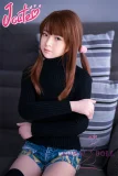 J-cute 137cm バスト平 AGD17 羽純（はずみ）ヘッド  LL団  髪の毛植毛 フルシリコン製 リアルドール 黒いタートルネックセーター