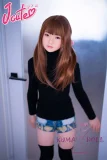 J-cute 137cm バスト平 AGD17 羽純（はずみ）ヘッド  LL団  髪の毛植毛 フルシリコン製 リアルドール 黒いタートルネックセーター