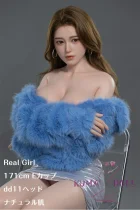 Real Girl (Ｃ工場製)  新作 軽量化ボディ フルシリコン製 ダッチワイフ 171cm巨乳 Eカップ dd11  ミンクファーコート シルバーの超ミニスカート