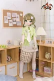 MOZU DOLL 130cm 苗苗（Miaomiao）ヘッド バスト大 ビニール製頭部＋TPE製 ボディ 肌色＆眼球色＆メイク＆ウィッグ＆衣装は宣材写真と同じ ライトグリーンのストライプシャツ