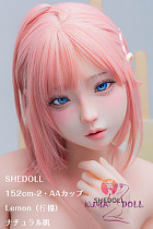 SHEDOLL 新作 152cm-2 AAカップ  柠檬（Ningmeng）ヘッド 貧乳ラブドール ボディ材質選択可 ピンク髪の美少女