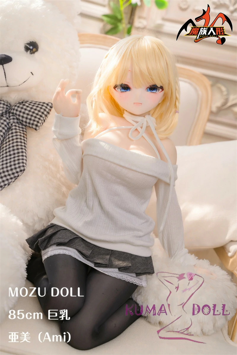 MOZU DOLL  85cm 巨乳  亚美（Ami） 6kg ソフトビニール製頭部 TPE製ボディ 肌色＆眼球色＆メイク＆ウィッグ＆衣装は宣材写真と同じ 軽量化で収納しやい フィギュア 金髪ロリ風ドール