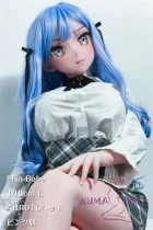 Elsa Babe 148cm M  AHR016 中野花澄 二次元 アニメドール フルシリコン製 カスタマイズ可 JK制服 ブルーのロングウェーブヘア