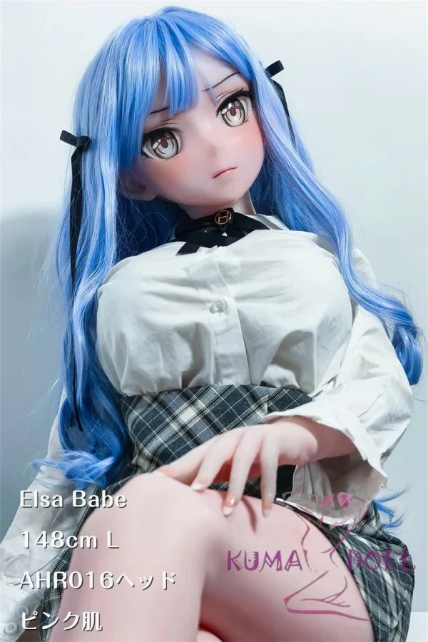 【8/31迄 12%OFF実施中！カートに入れると割引後の価格をご確認いただけます】Elsa Babe 148cm M  AHR016 中野花澄 二次元 アニメドール フルシリコン製 カスタマイズ可 JK制服 ブルーのロングウェーブヘア