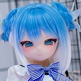 アニメドール ソフトビニール製ヘッド+TPE製ボディ WM Dolls 85cm AAカップ S003ヘッド 水色ツインテール オナホールあり