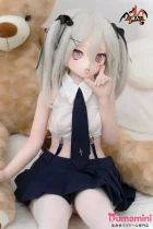 MOZU DOLL【SR級】莉音 121cm 銀髪 ツインテール 各園スタイル 宣材写真はビニール製頭部＋TPE製ボディ 肌色＆眼球色＆メイク＆ウィッグ＆衣装は宣材写真と同じ