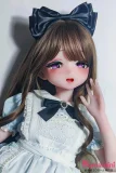 大きな黒リボンをつけたアニメ系ドール ロリータ衣装の美少女ドール
