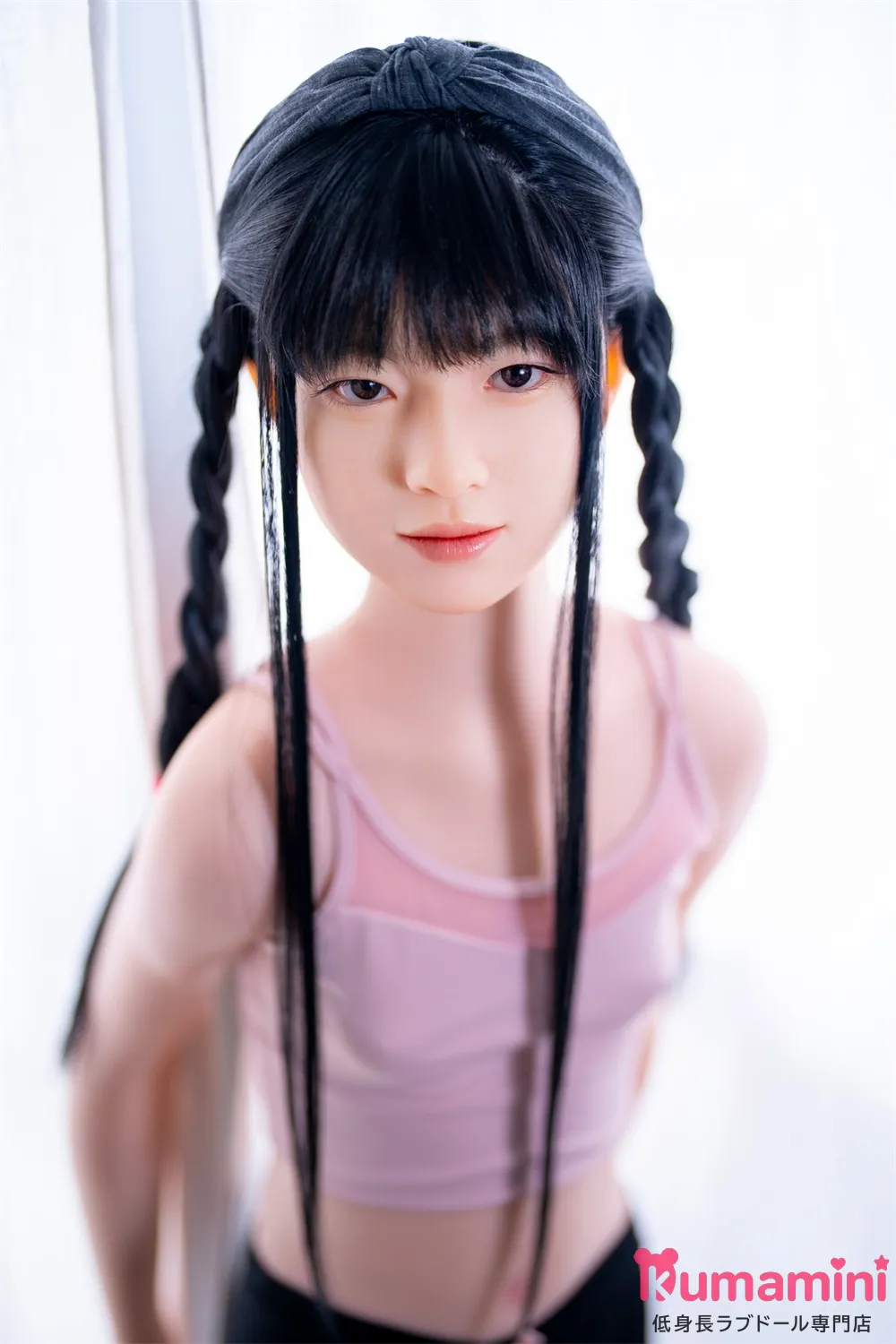 J-cute 137cm  AGD19 萌咲（もえ ）ヘッド  フルシリコン製 リアルドール ピンクのタンクトップの美少女ラブドール