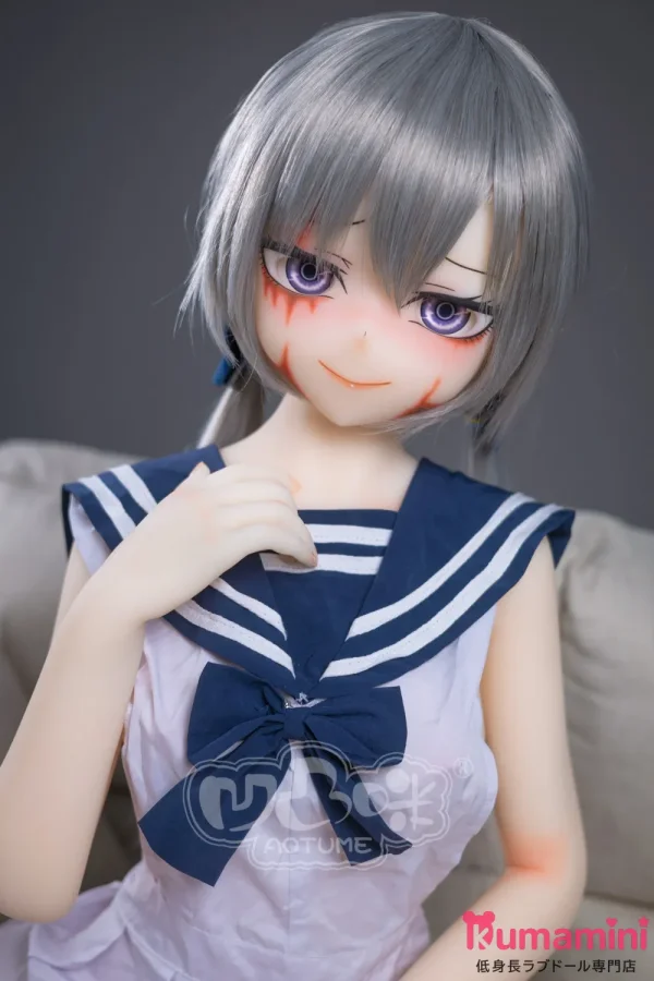 [Aotume Doll] 145cm Bカップ フルシリコン ラブドール グレー髪セーラー服 ヘッド及びボディー材質選択可能
