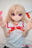 ハートアイのアニメ顔ラブドール 白セーラー服と赤リボンの二次元ラブドール
