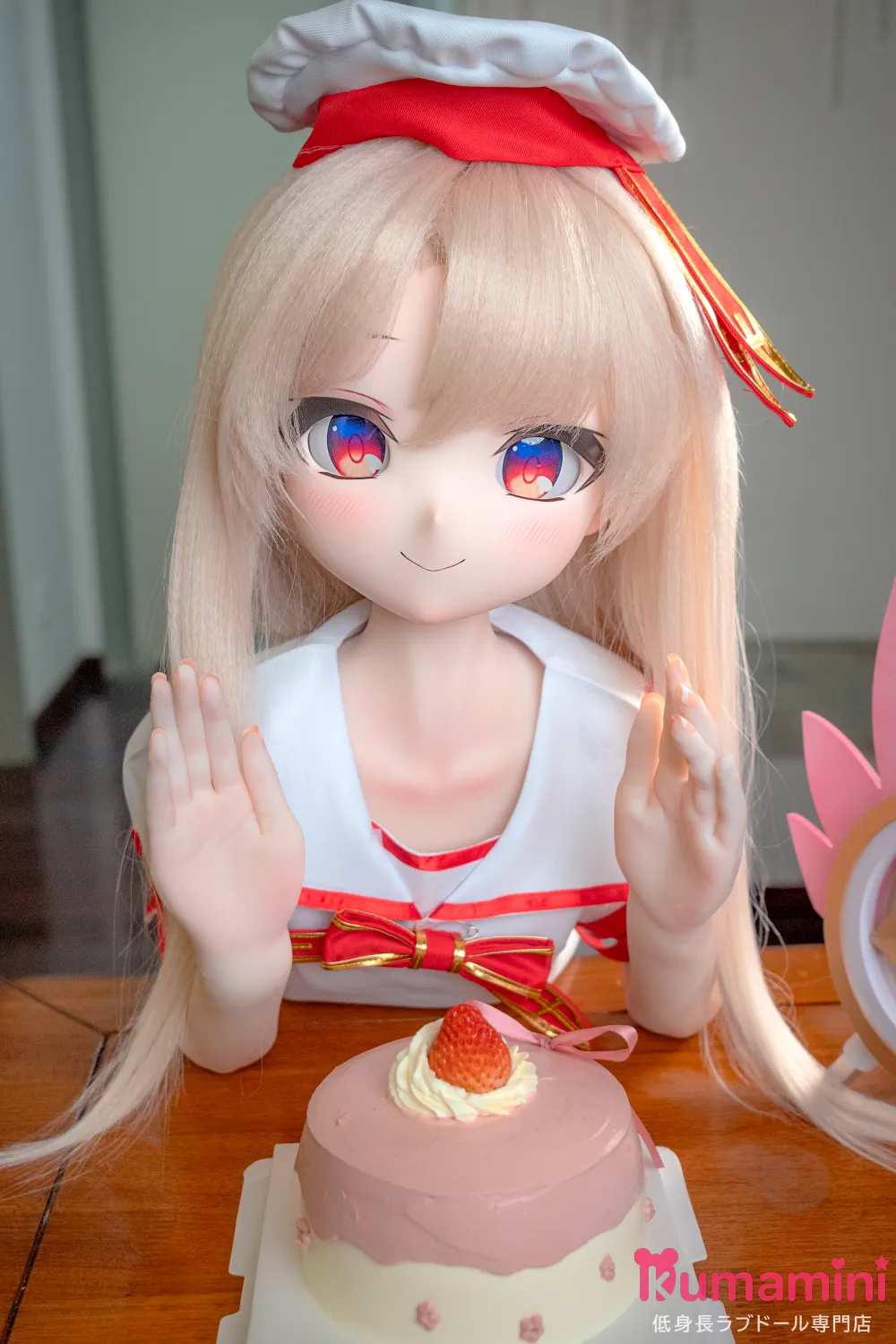 羊角社Croissant Doll 伊莉雅ヘッド 141cm AAカップ 赤リボン×白セーラー服の可愛いアニメフェイスドール ビニール製ヘッド+S-TPE製ボディ 等身大アニメドール