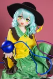エメラルドグリーン髪のアニメ系ラブドール 黒帽子をかぶったダッチワイフ