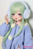 可愛いアニメ系ドール もこもこ耳当てとブルー服を着たドール
