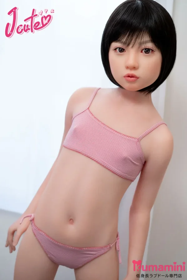 J-cute 128cm  AGB08 衣音ヘッド 髪の毛植毛 フルシリコン製ダッチワイフ  ピンクの可愛い下着姿