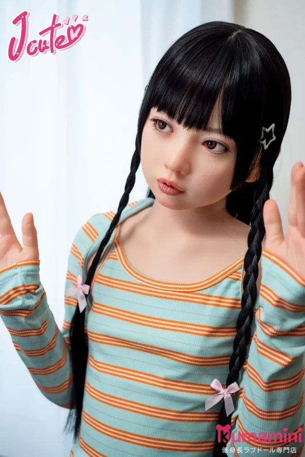 J-cute 137cm  AGB08 衣音ヘッド 髪の毛植毛 フルシリコン製ダッチワイフ  ストライプコーデ