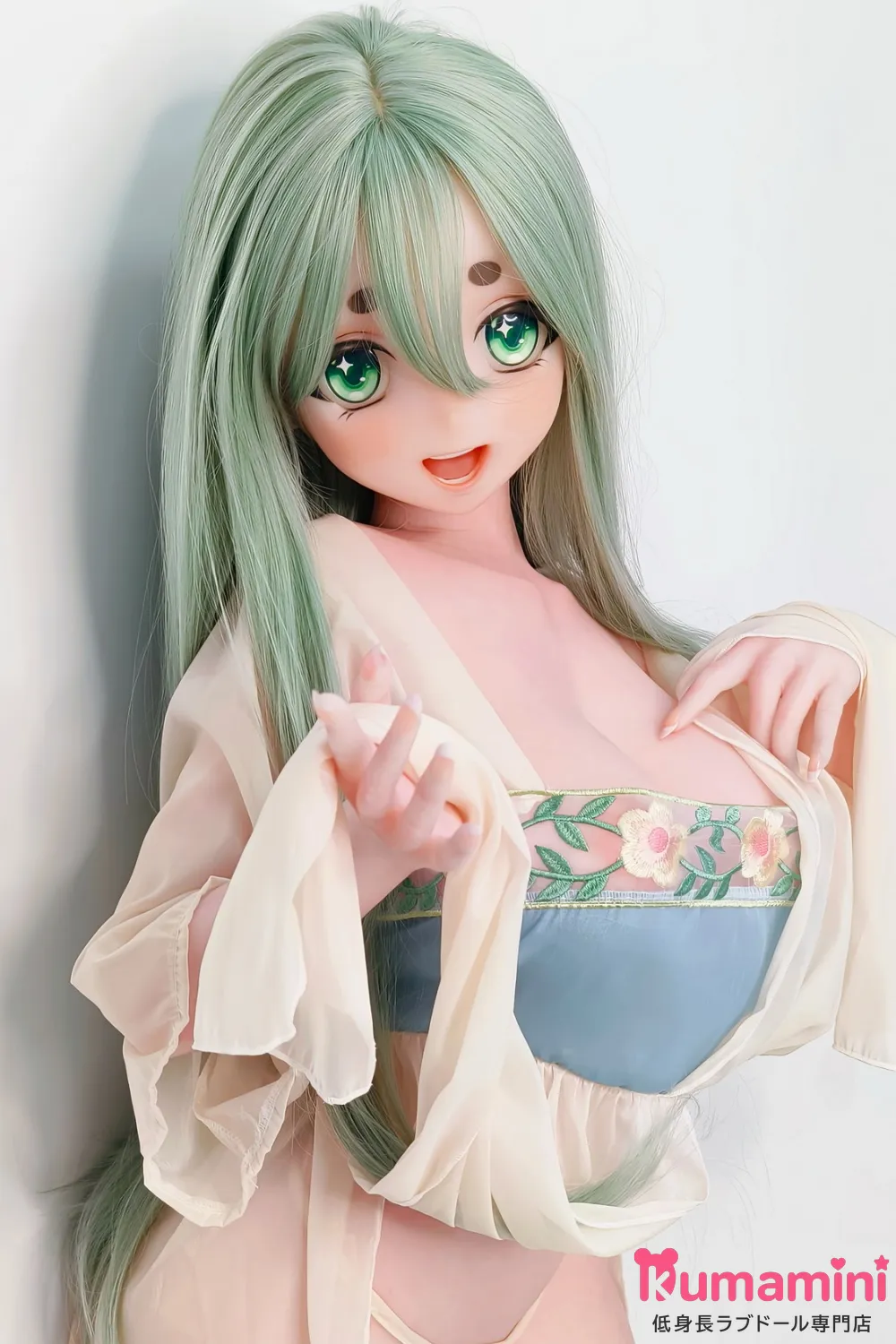 Elsa Babe 140cm M AHR021 梦乃绫野 Yumeno Ayano  ミントグリーンロングヘア 優雅な衣装 グリンアイ 二次元 美少女等身大ラブドール宣伝画像はフルシリコン製  カスタマイズ可