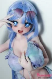 ブルーロングヘアアニメドール フリルデザインの美少女ドール